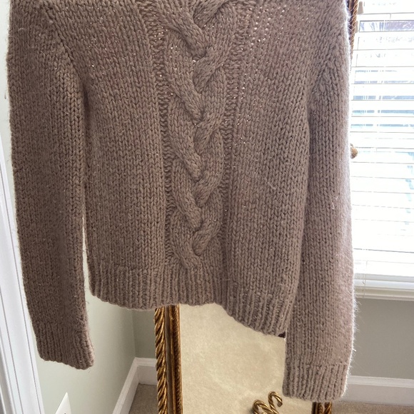 ANNE KLEIN Tan Khaki Crystal Cable Sweater - Picture 2 of 6